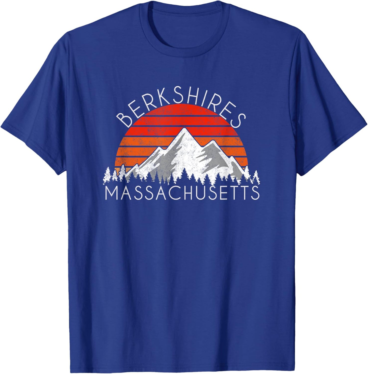 Retro Vintage Berkshires, Massachusetts Distressed T-Shirt - T-Shirt | Royal