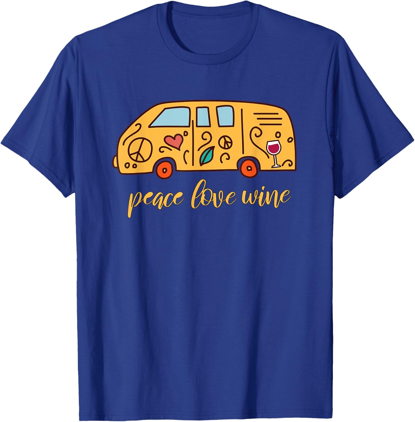 Peace Love Wine Lover 1960's Retro Hippy Costume Hippie Gift T-Shirt - T-Shirt | Royal