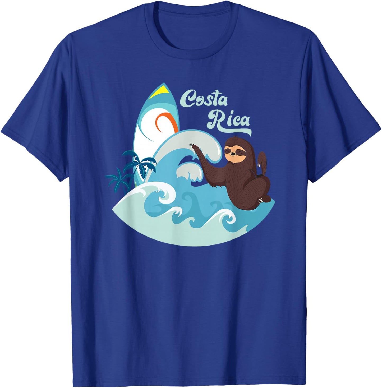 Costa Rica Beach Vacation Surf Sloth Souvenir T-Shirt - T-Shirt | Royal