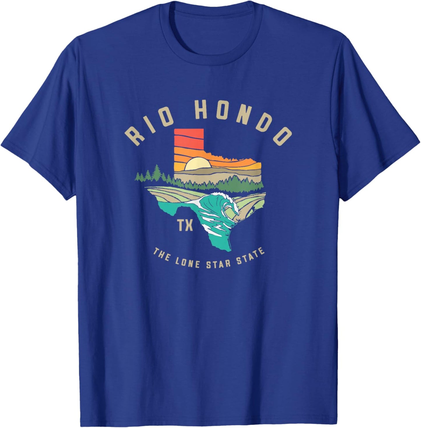 Rio Hondo Texas Outdoors Vintage Nature Illustration T-Shirt - T-Shirt | Royal