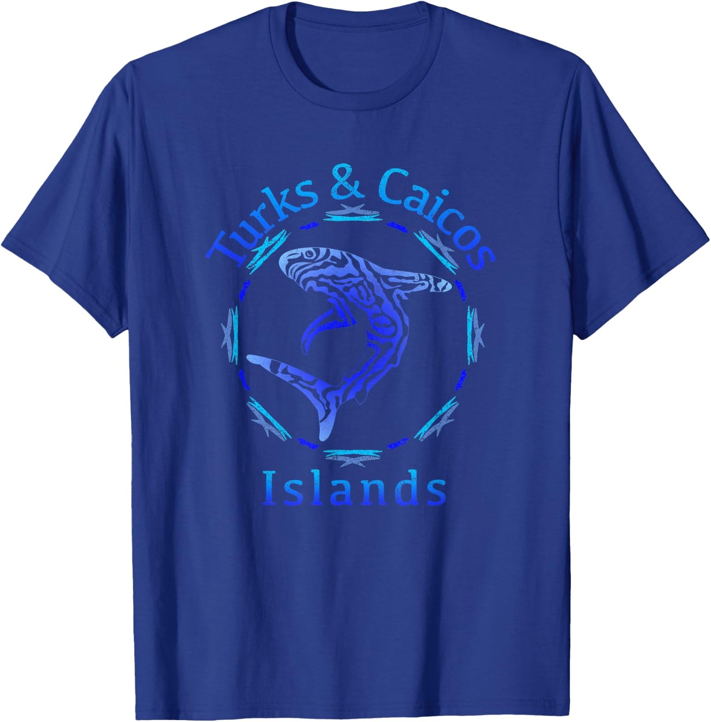 Turks & Caicos Islands / Vintage Shark Gift T-Shirt - T-Shirt | Royal