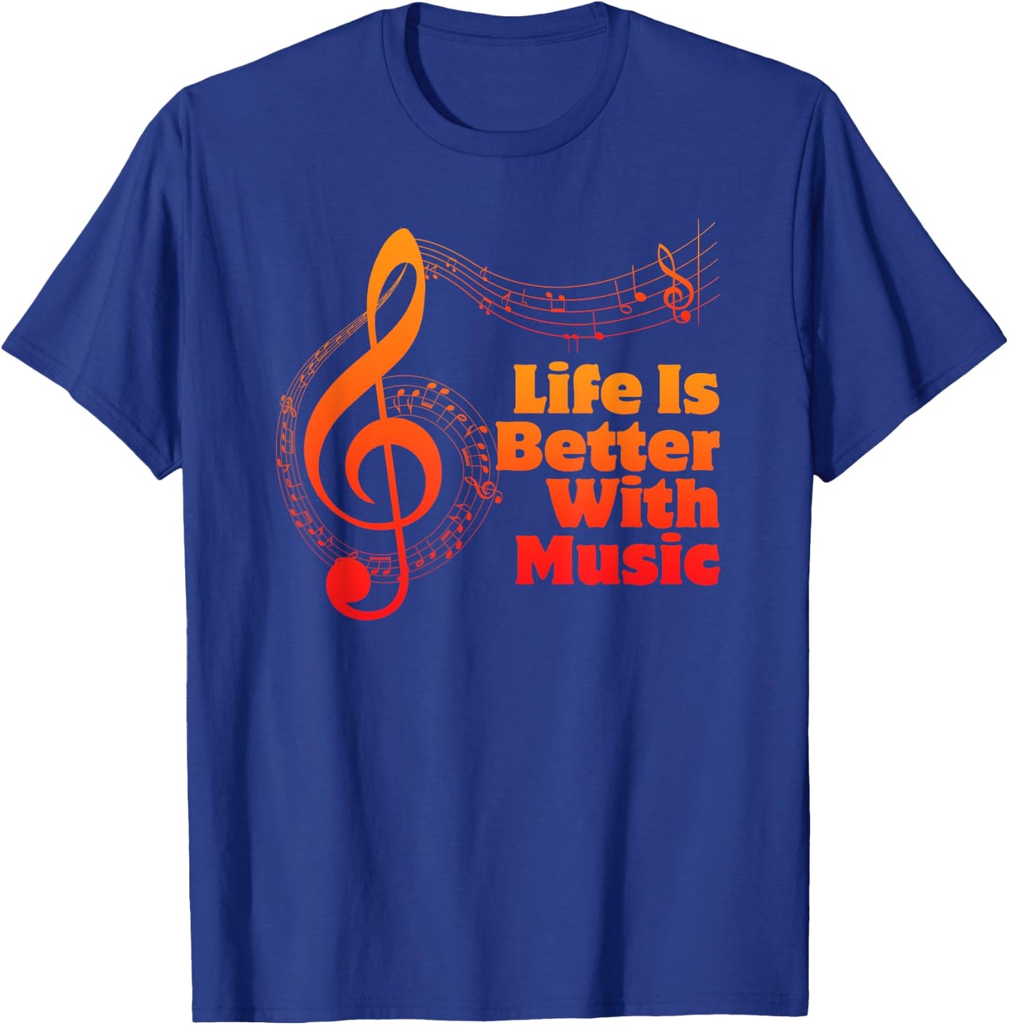 Life is Better with Music Theory Musician Teacher Notes Clef T-Shirt - T-Shirt | Royal