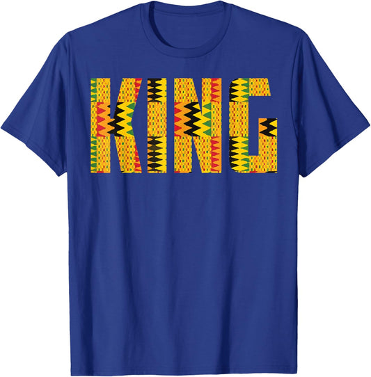 Funny African King Gift Boys Cool Kente Cloth Lover T-Shirt - T-Shirt | Royal