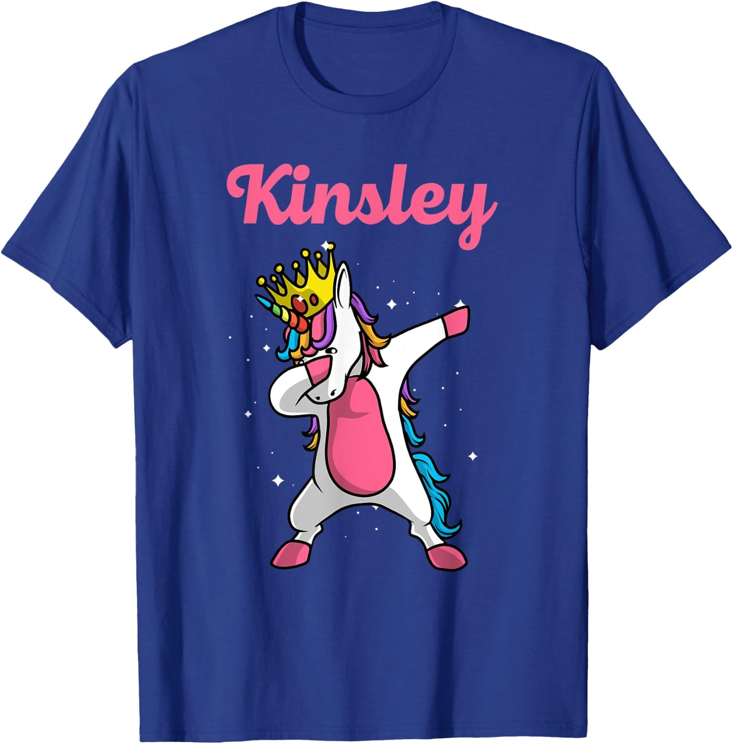 KINSLEY Gift Name Personalized Birthday Dabbing Unicorn T-Shirt - T-Shirt | Royal