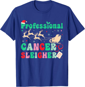 Groovy Professional Cancer Sleigher Oncology Nurse Christmas T-Shirt - T-Shirt | Royal