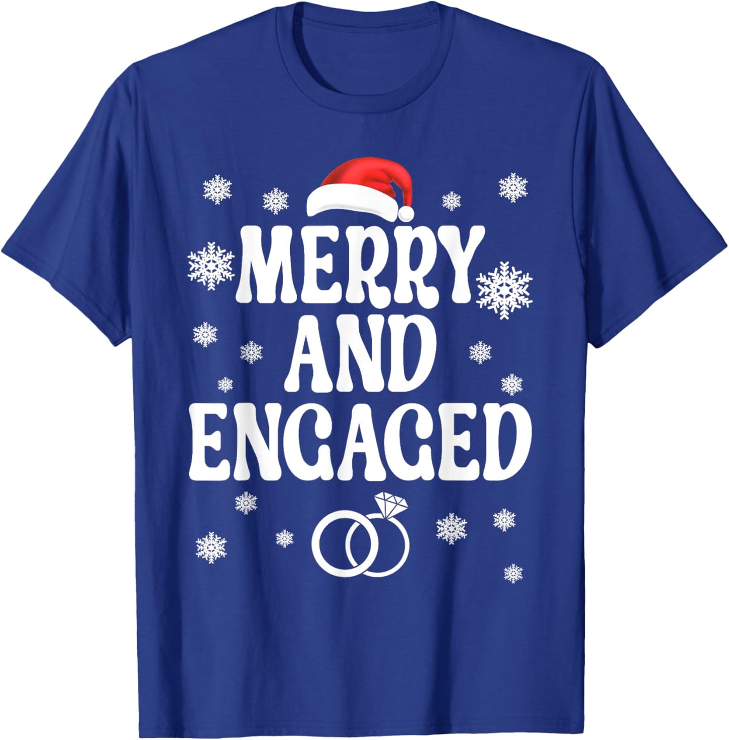 Merry and Engaged Couple Christmas Matching Pajama PJ T-Shirt - T-Shirt | Royal