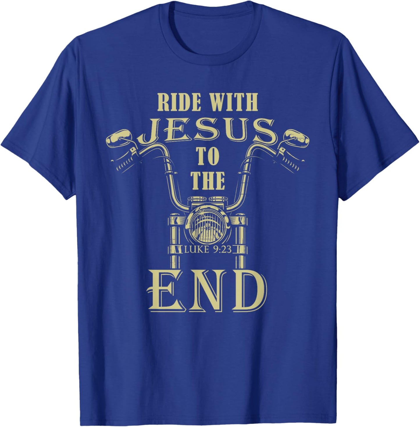 Ride with Jesus – Motorcycle Christian Faith Biker Graphic T-Shirt - T-Shirt | Royal