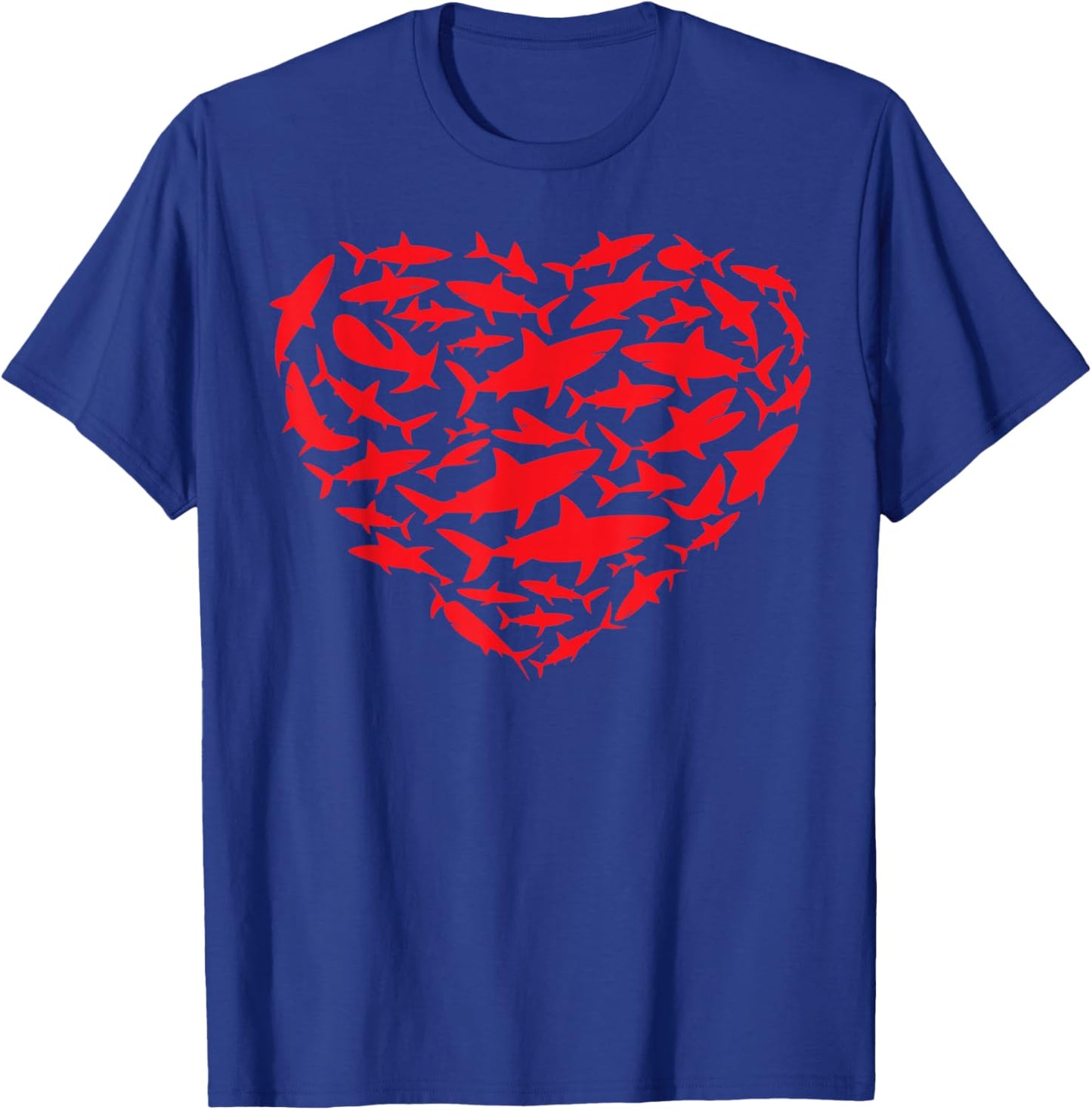 Valentine Sharks Heart Sea Animal Lover Ocean Wildlife T-Shirt - T-Shirt | Royal