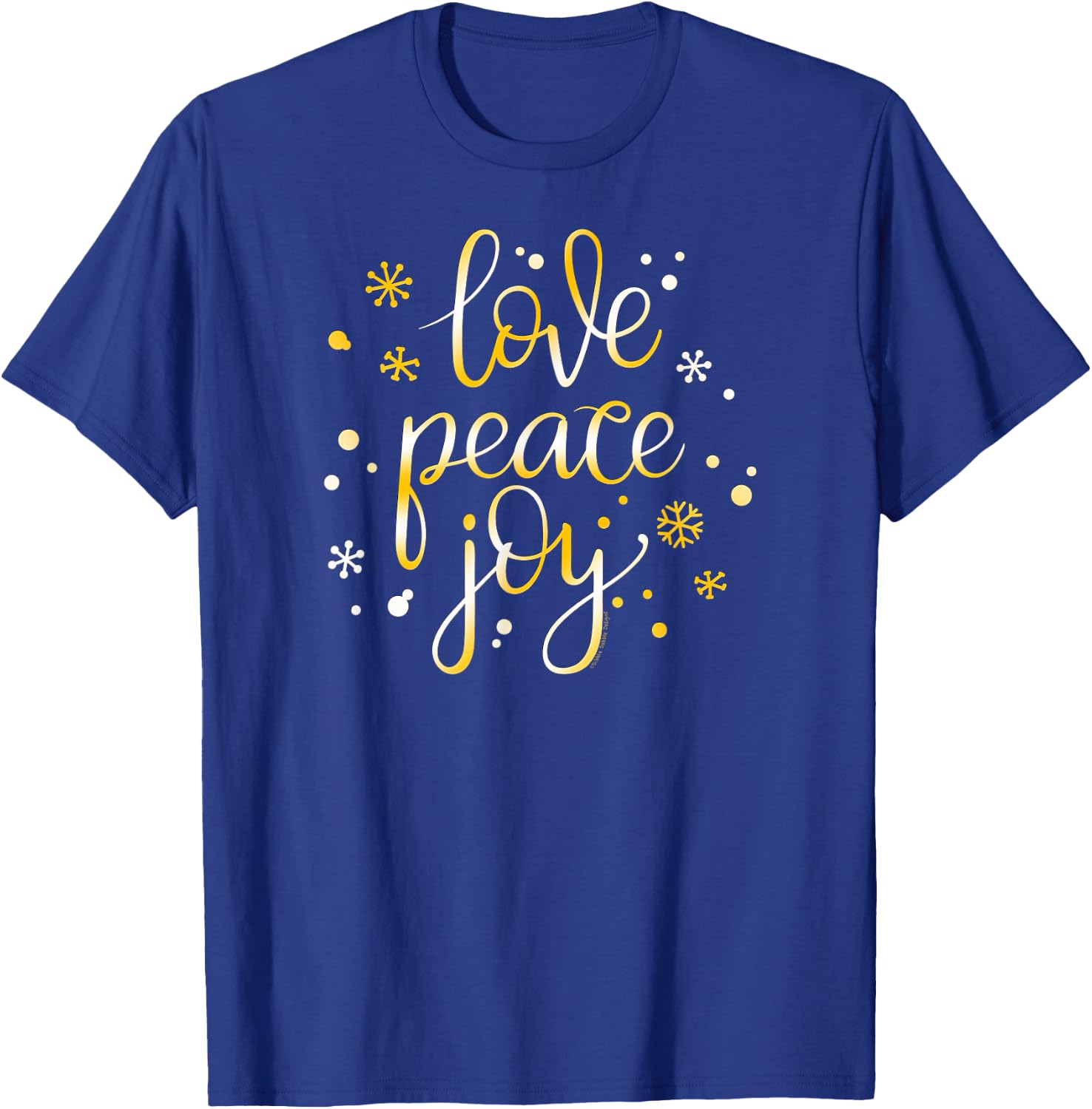 Pretty Holiday Love Peace and Joy Christmas T-Shirt - T-Shirt | Royal