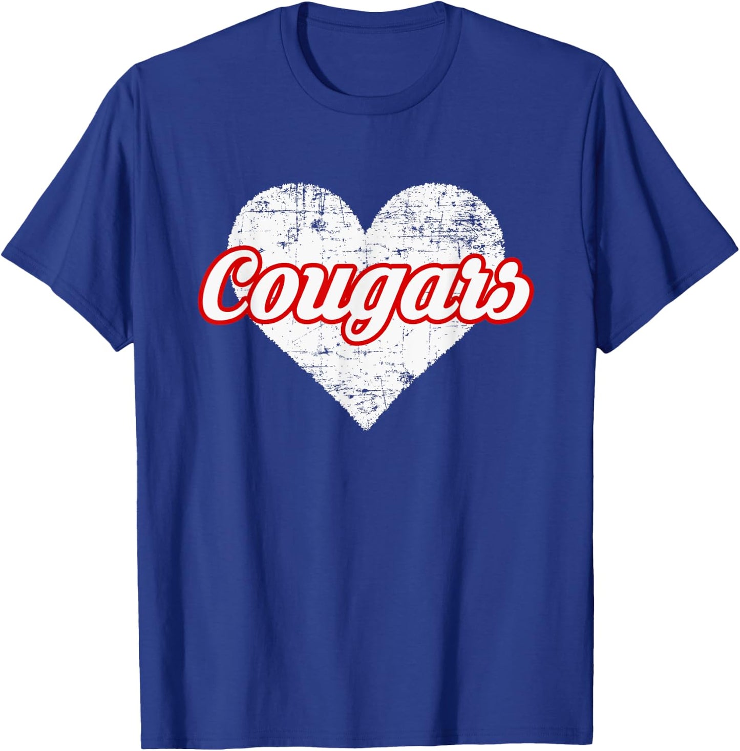 Hazleton Area Cougars Over Heart T-Shirt - T-Shirt | Royal