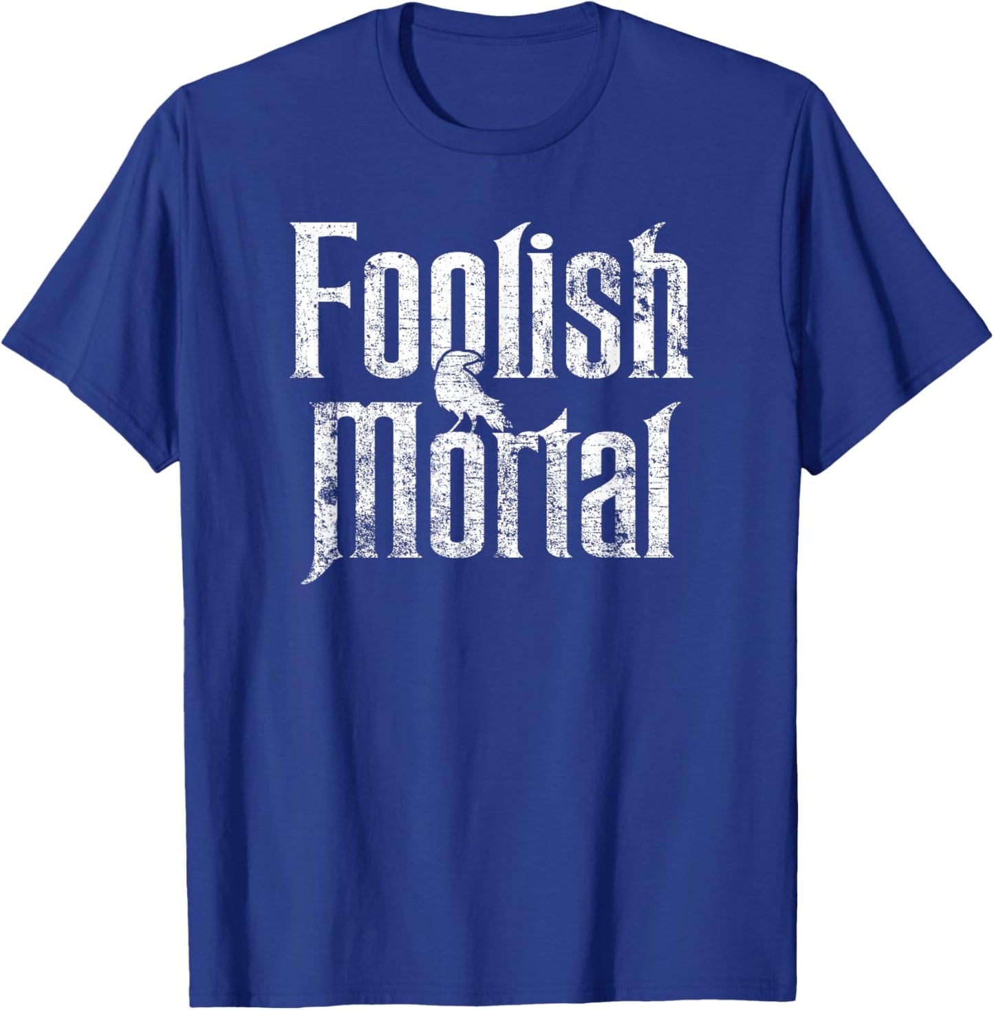 Foolish Mortal Raven White Print T-Shirt - T-Shirt | Royal