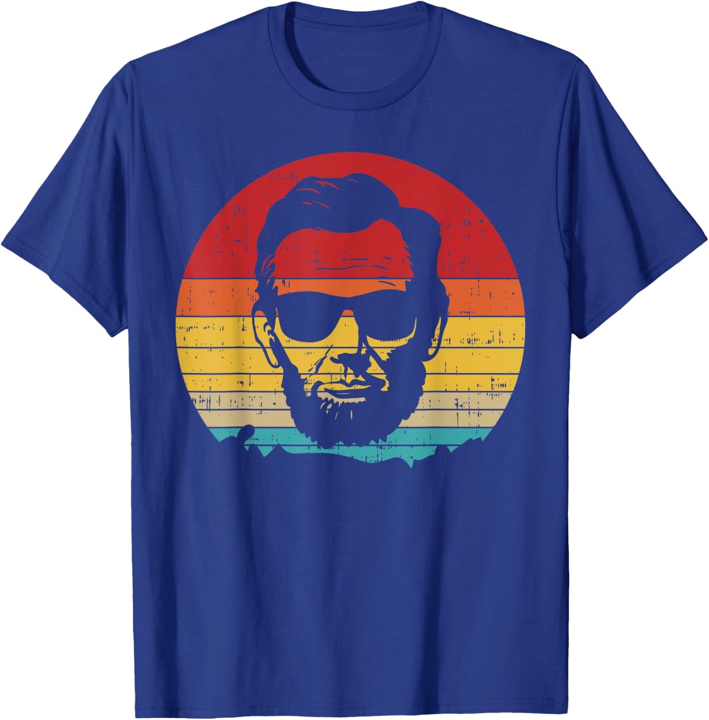4th of July Men Women Abe Abraham Lincoln Retro Sunset T-Shirt - T-Shirt | Royal
