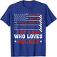 Just A Boy Who Loves Hockey USA Flag Vintage Ice Hockey T-Shirt - T-Shirt | Royal