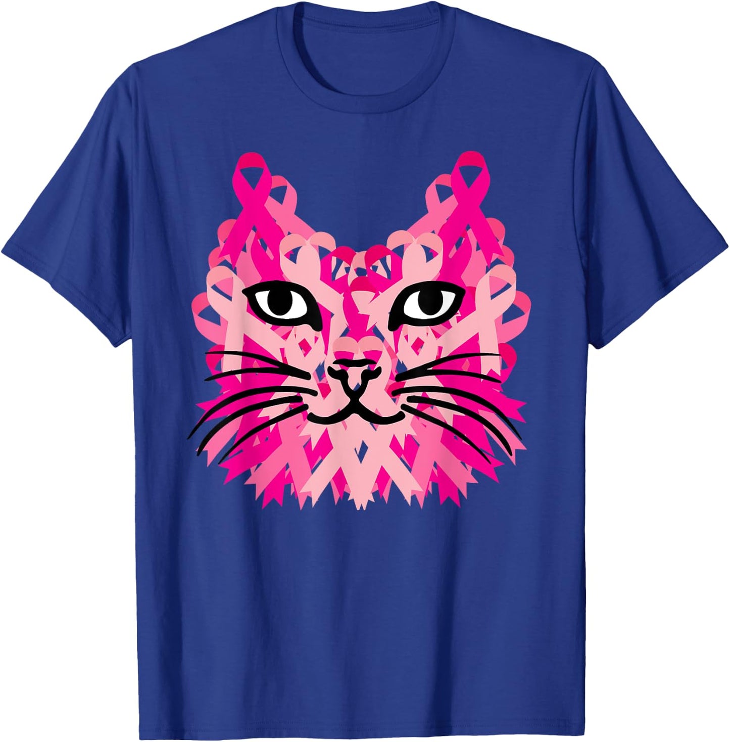 Pink Ribbon Cat Cute Breast Cancer Awareness Gifts T-Shirt - T-Shirt | Royal