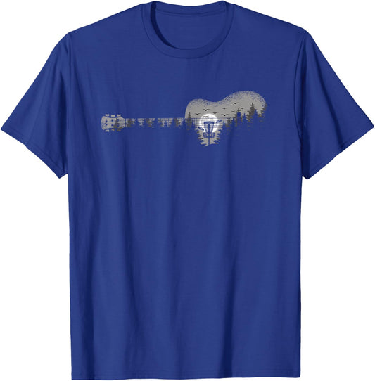 Disc Golf Landscape Trees Guitar Men Women T-Shirt - T-Shirt | Royal