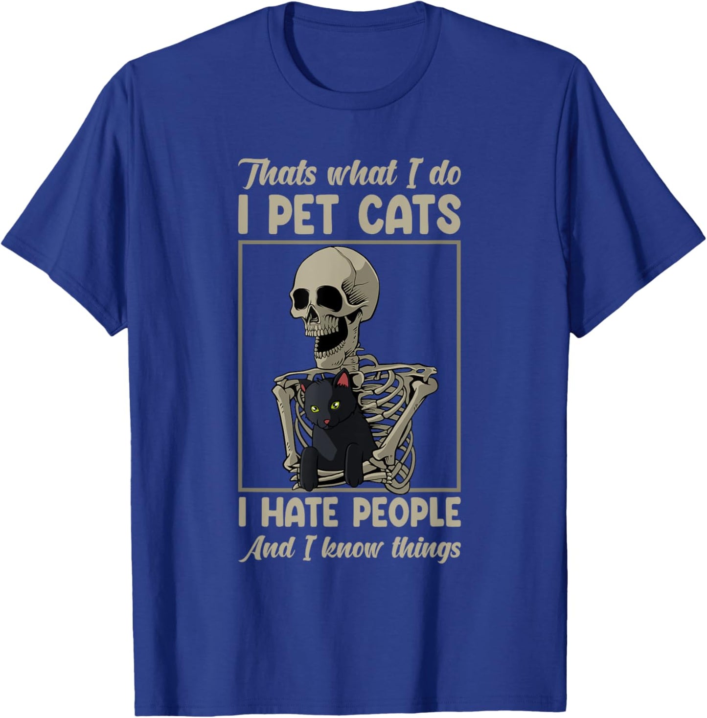 Skeleton Cat Kitten Lover Grumpy Skull Kitty Pet Owner T-Shirt - T-Shirt | Royal