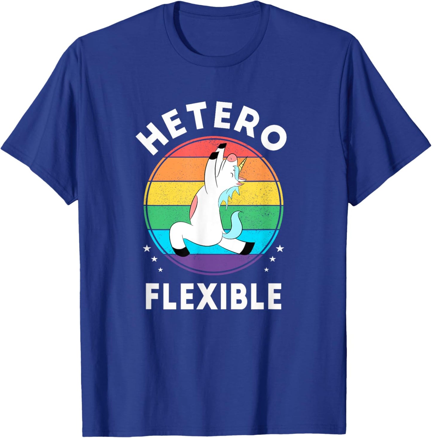 Heteroflexible Funny Yoga Unicorn Queer Ally Gay Pride Stuff T-Shirt - T-Shirt | Royal