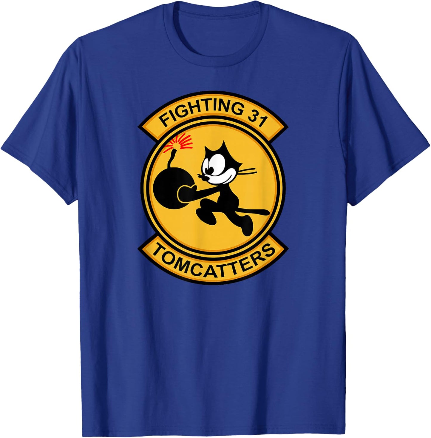 Jet Fighter & Navy Fighter Squadron Gifts VF-31 Tomcatters - Adults Black Cartoon Modern Casual Short Sleeve - Small T-Shirt - T-Shirt | Royal