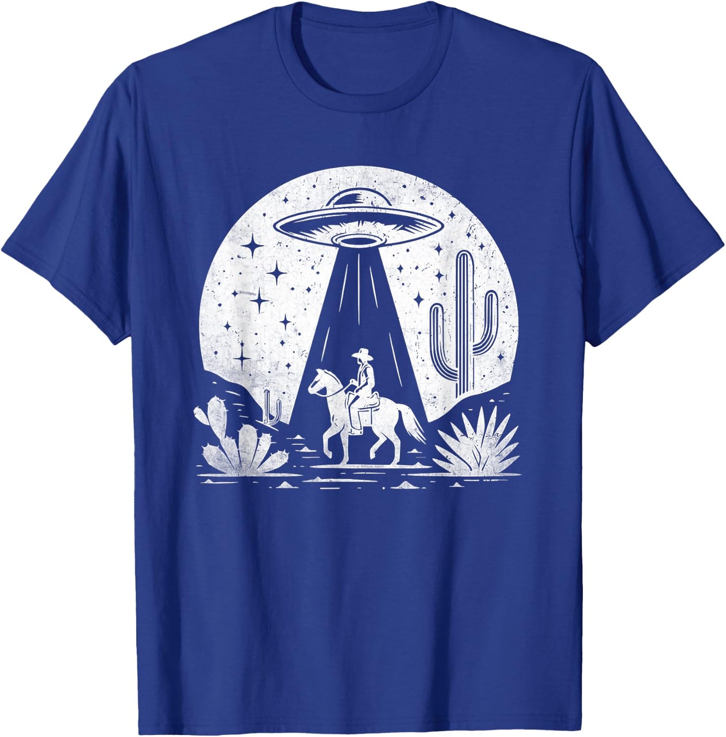 UFO Western Retro Vintage Cowboy Western Rodeo Howdy Alien T-Shirt - T-Shirt | Royal