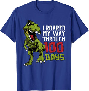 Dino T-Rex | I Roared My Way Through 100 Days T-Shirt - T-Shirt | Royal