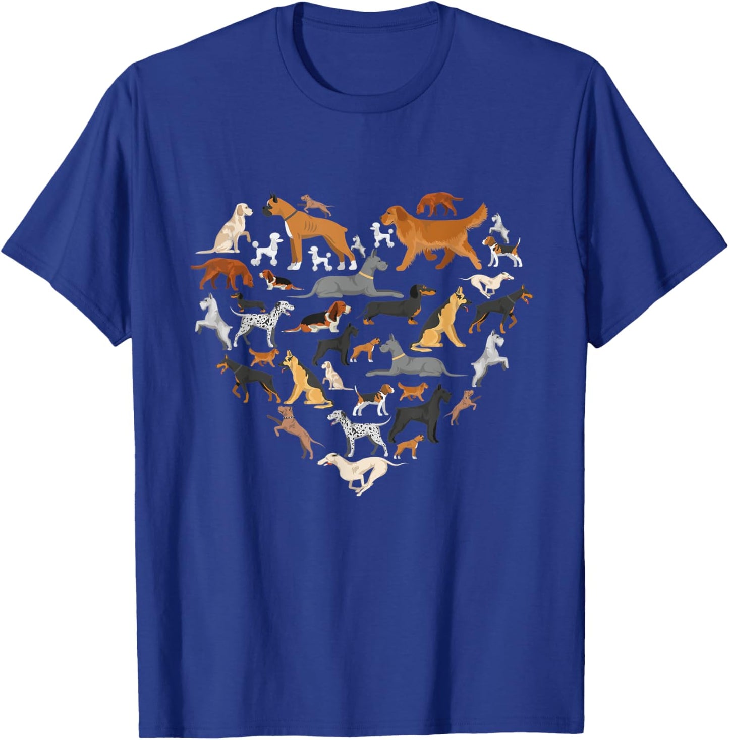 type of dogs lover heart Pet dog Parent Paw print men women T-Shirt - T-Shirt | Royal
