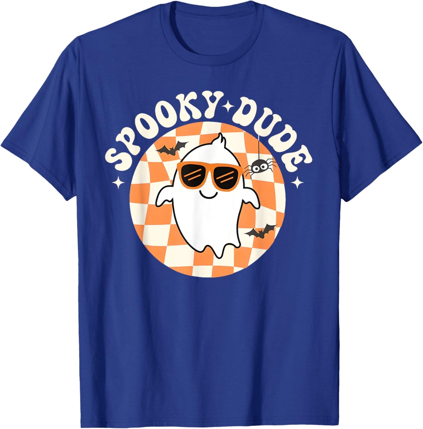 Groovy Spooky Dude Retro Checkered Ghost Halloween Toddler T-Shirt - T-Shirt | Royal