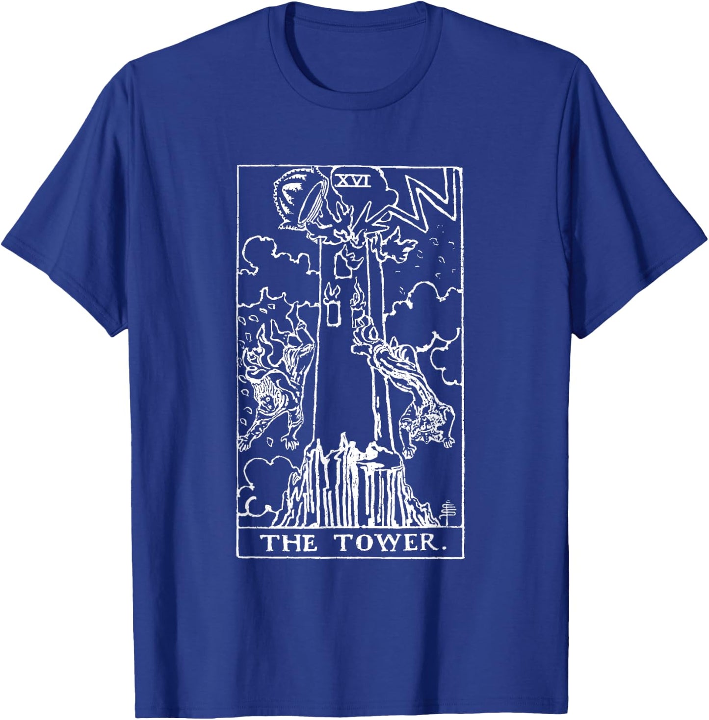 The Tower Vintage Tarot Card - Cartomancy & Divination Gift T-Shirt - T-Shirt | Royal
