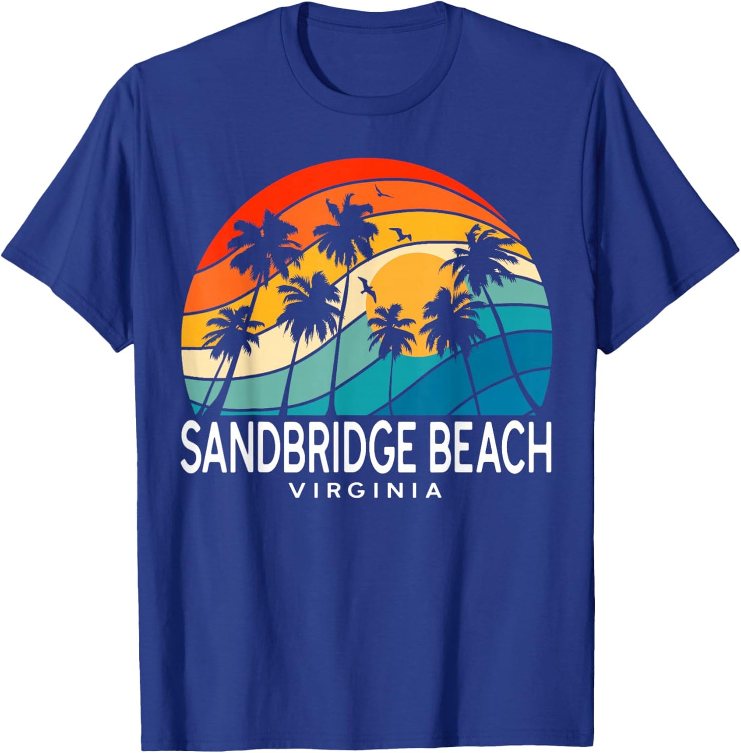 Sandbridge Beach Virginia Palm Tree Tropical Beach Souvenir T-Shirt - T-Shirt | Royal