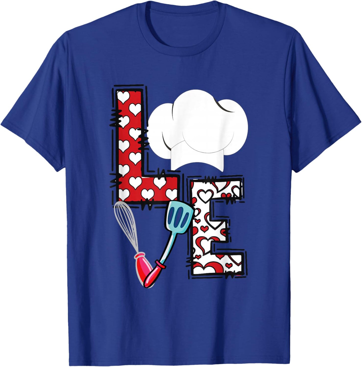 LOVE Lunch Lady Life Chef Cook Food Valentines Day Feb 14th T-Shirt - T-Shirt | Royal
