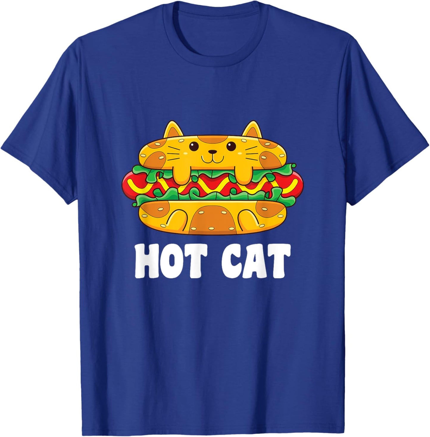 Funny Hot Dog Cat Women Kids T-Shirt - T-Shirt | Royal