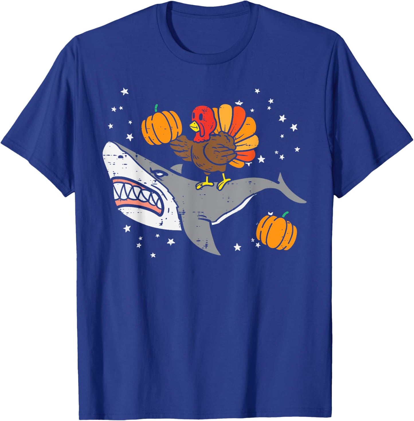 Thanksgiving Turkey Riding Shark Funny Boys Kids Toddler T-Shirt - T-Shirt | Royal