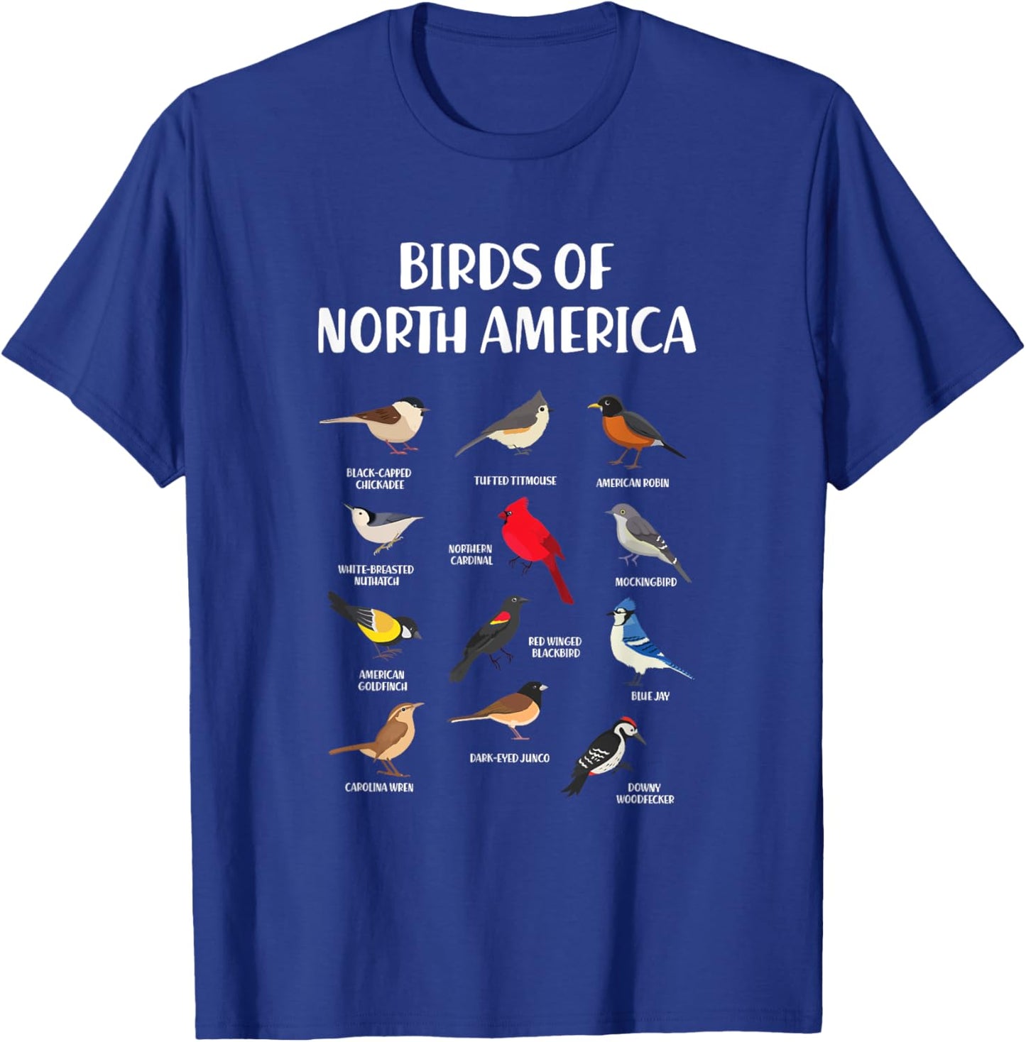 Birds Species North America USA Ornithologist Gift Bird T-Shirt - T-Shirt | Royal
