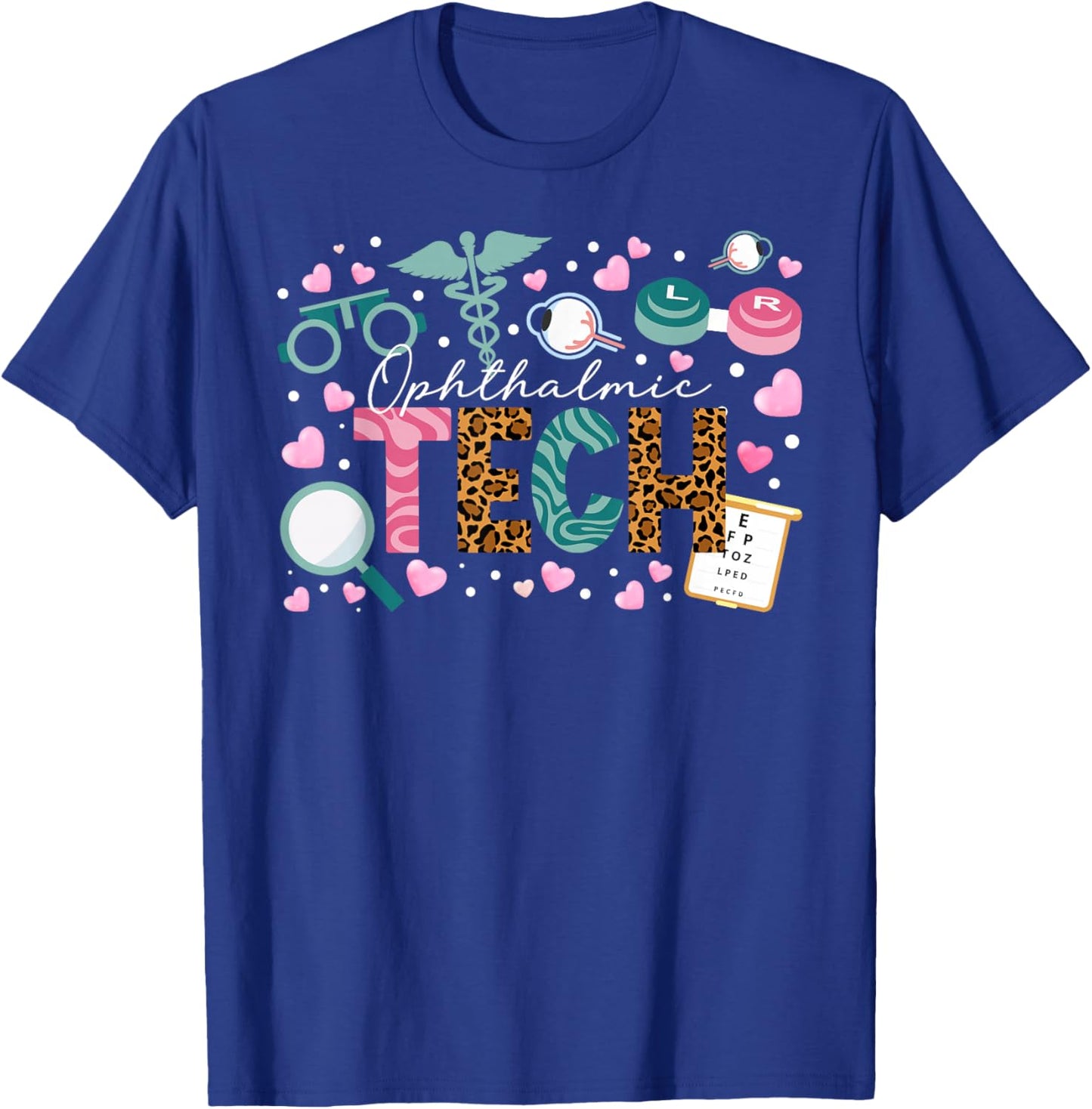 Ophthalmic Tech Leopard Ophthalmology Technician T-Shirt - T-Shirt | Royal