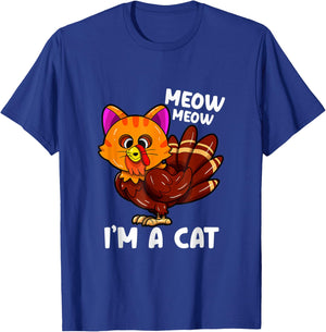 Meow i'm a cat turkey thanksgiving T-Shirt - T-Shirt | Royal