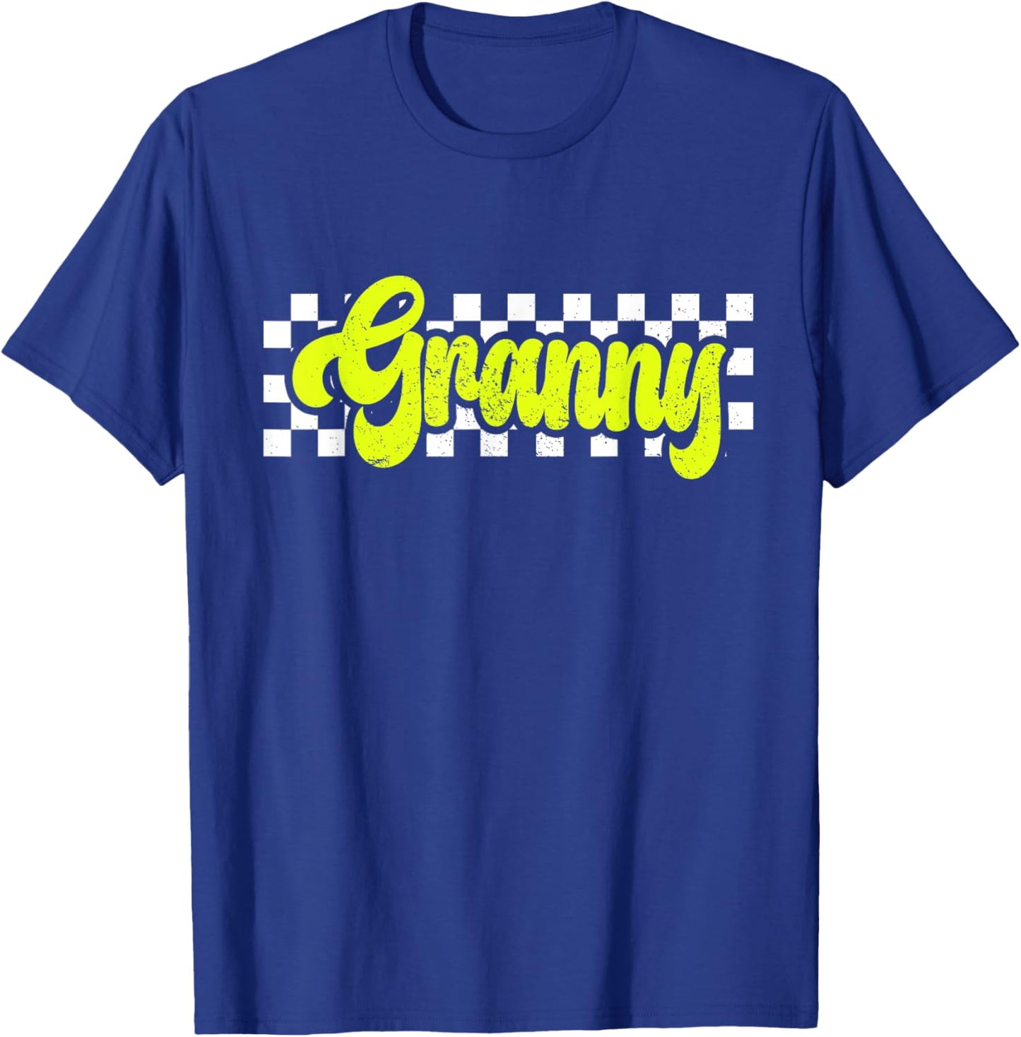 Granny Retro Checkered Distressed design T-Shirt - T-Shirt | Royal