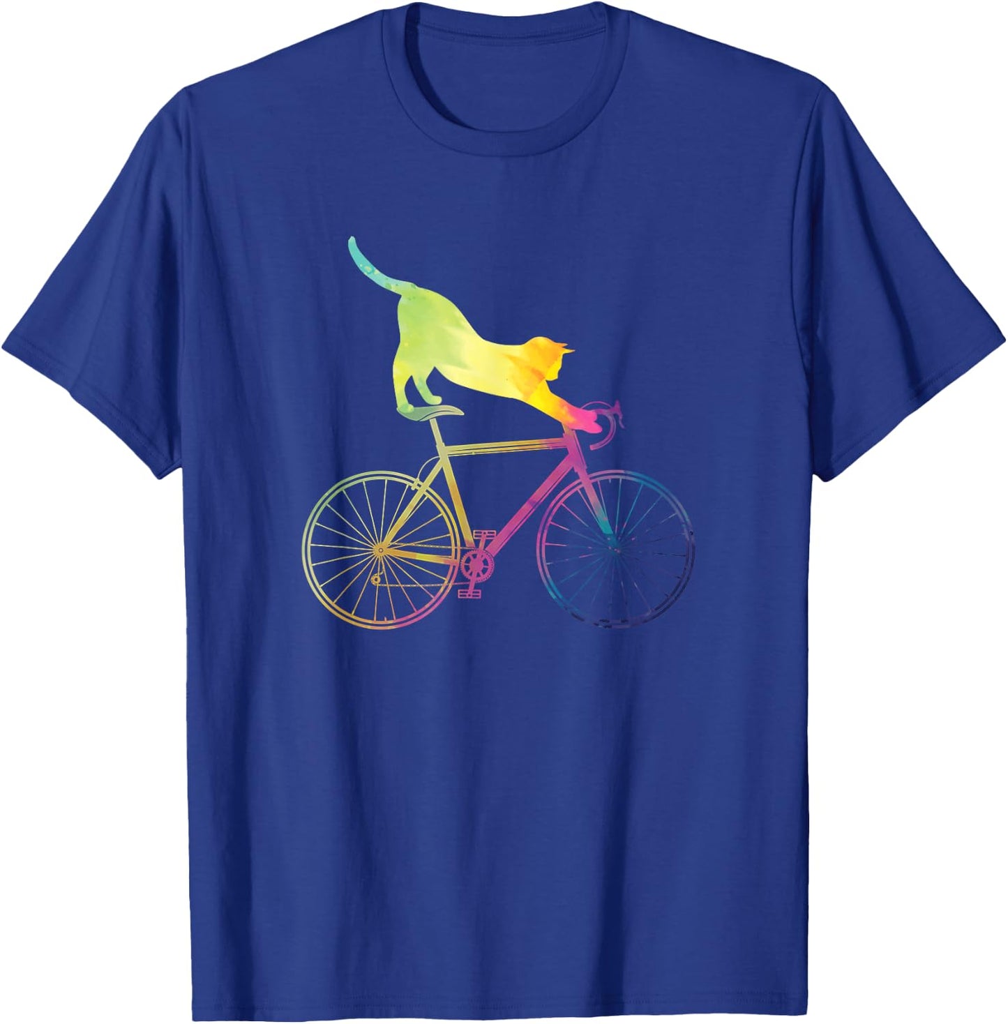 Cyclist Cat Animal Gift Colorful Bicycle T-Shirt - T-Shirt | Royal