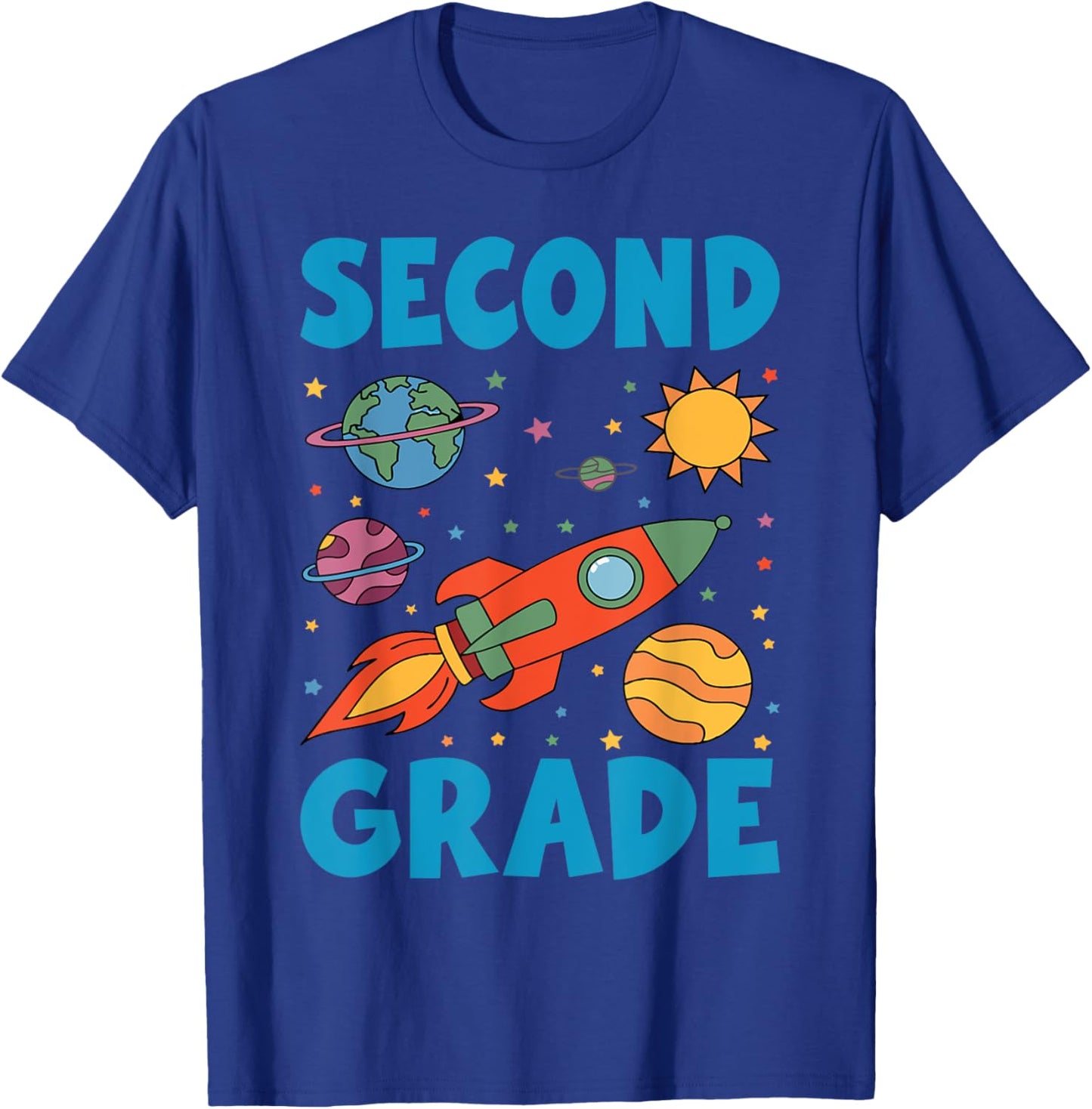 Second Grade Outer Space Solar System Planet 2nd Grade T-Shirt - T-Shirt | Royal