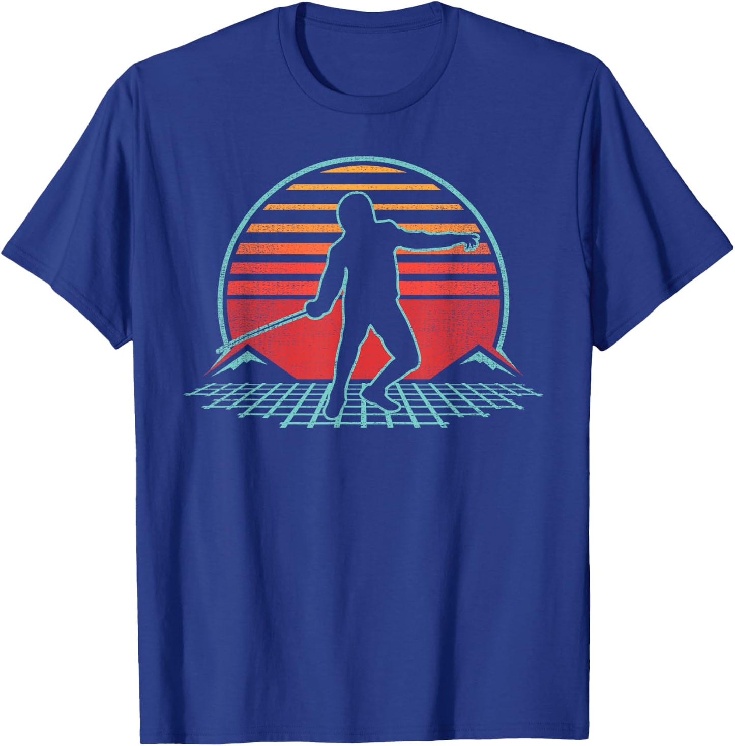 Fencing Retro Vintage 80s Style Fencer Gift T-Shirt - T-Shirt | Royal