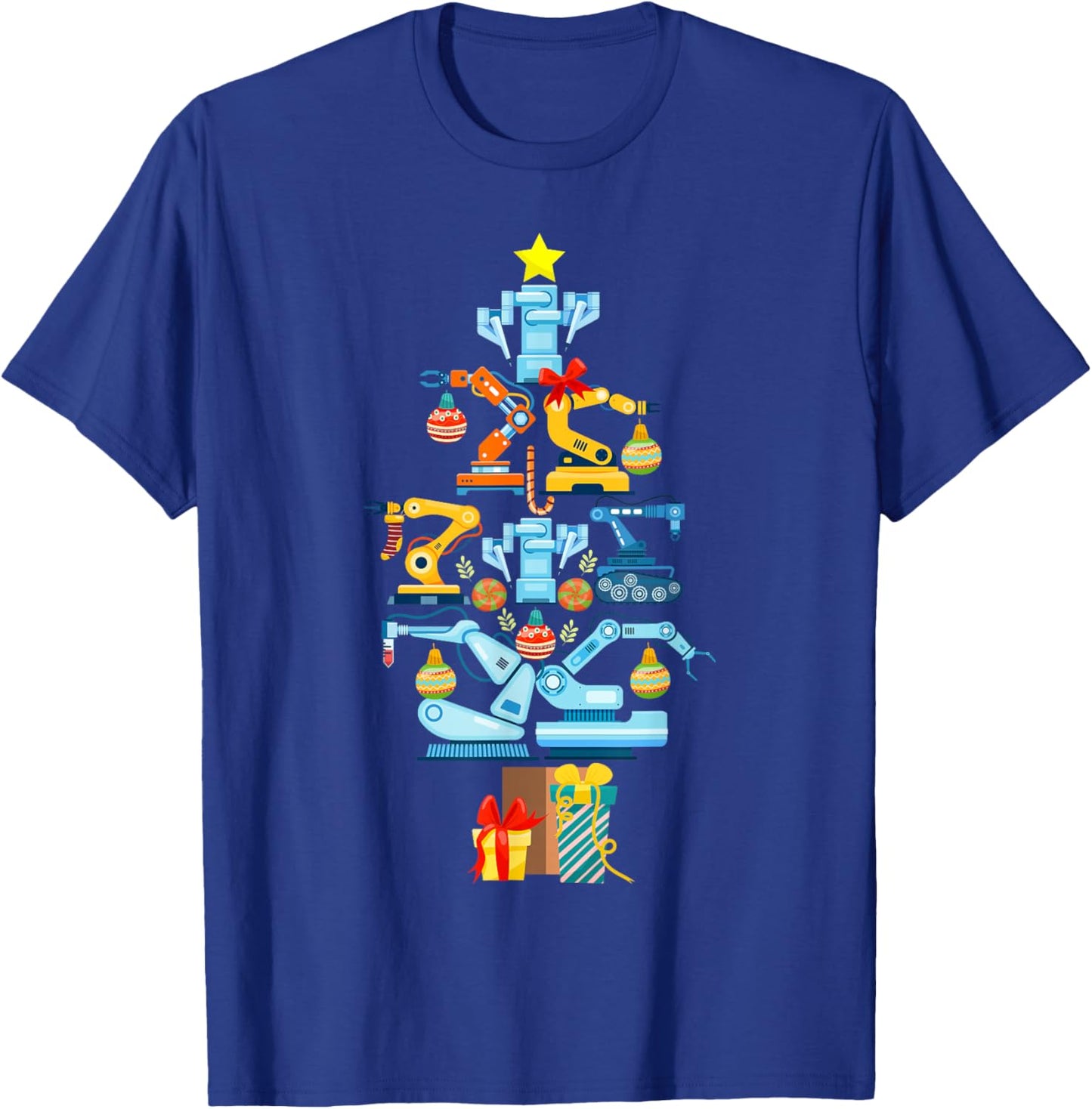 Robot Robotics Engineer Christmas Tree T-Shirt - T-Shirt | Royal