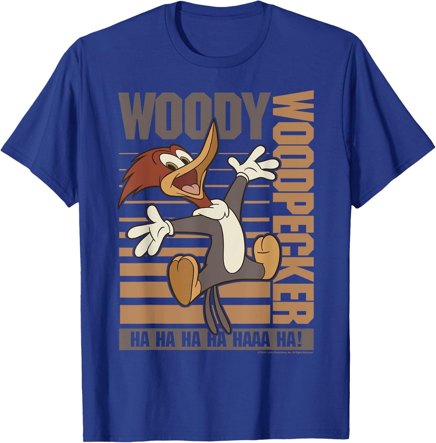 Woody Woodpecker Ha Ha Ha Jumping Poster T-Shirt - T-Shirt | Royal