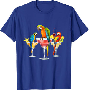 Parrots Drinking Margarita Tropical Birds Vacation Hawaiian T-Shirt - T-Shirt | Royal