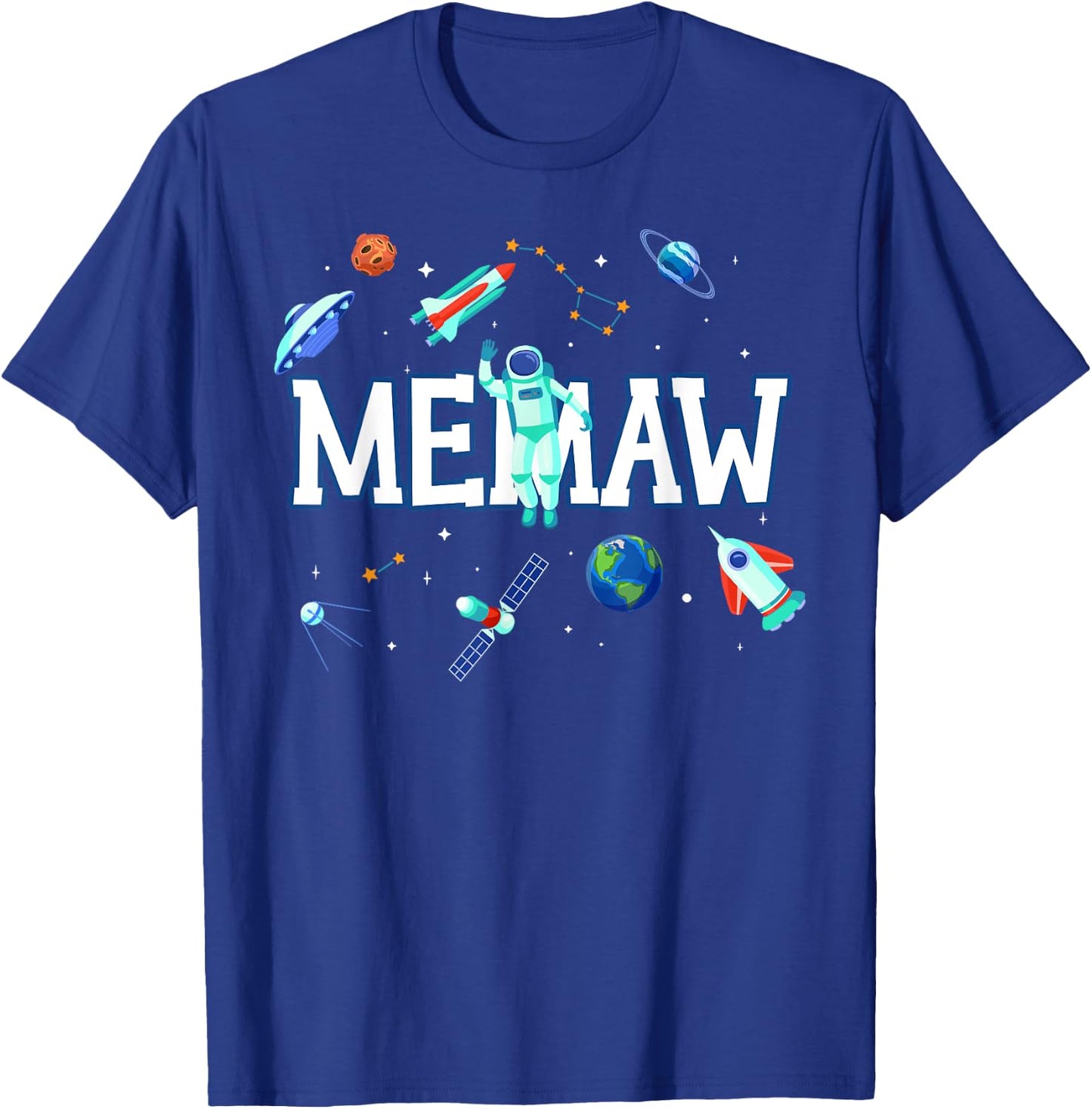 Memaw Astronaut Space Family Matching Birthday Party T-Shirt - T-Shirt | Royal
