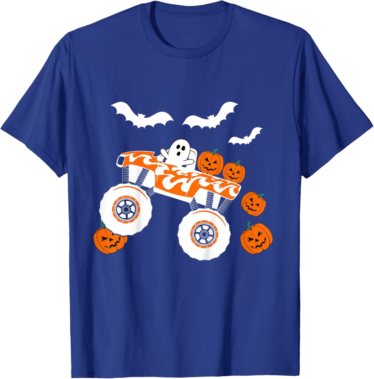 Kids Halloween Monster Truck Ghost For Boy's Toddler Kids Costume T-Shirt - T-Shirt | Royal