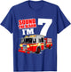 Kids Fire Truck 7th Birthday Boy Firefighter 7 Year Old T-Shirt - T-Shirt | Royal