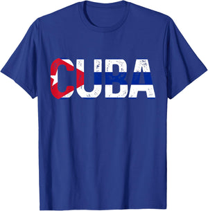 Cuba Cuban Flag Vintage Pride T-Shirt - T-Shirt | Royal