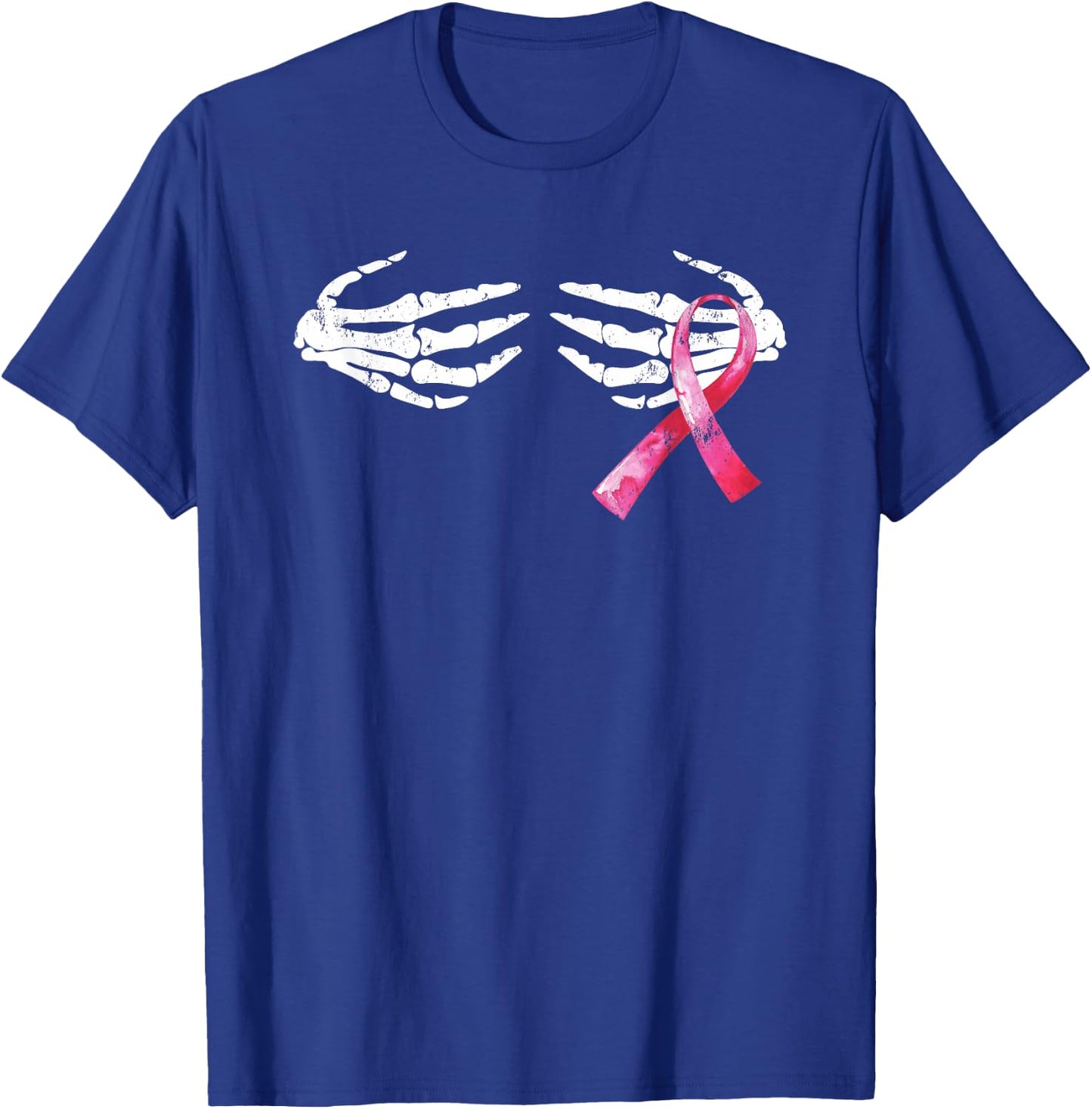 Breast Cancer Awareness Skull Boobs Hand T-Shirt - T-Shirt | Royal