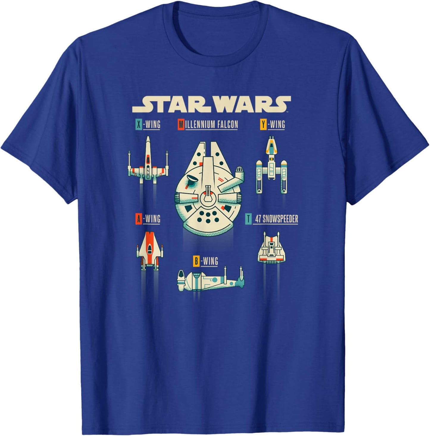 Star Wars Classic Rebel Alliance Spacecraft Fleet Group Shot T-Shirt - T-Shirt | Royal