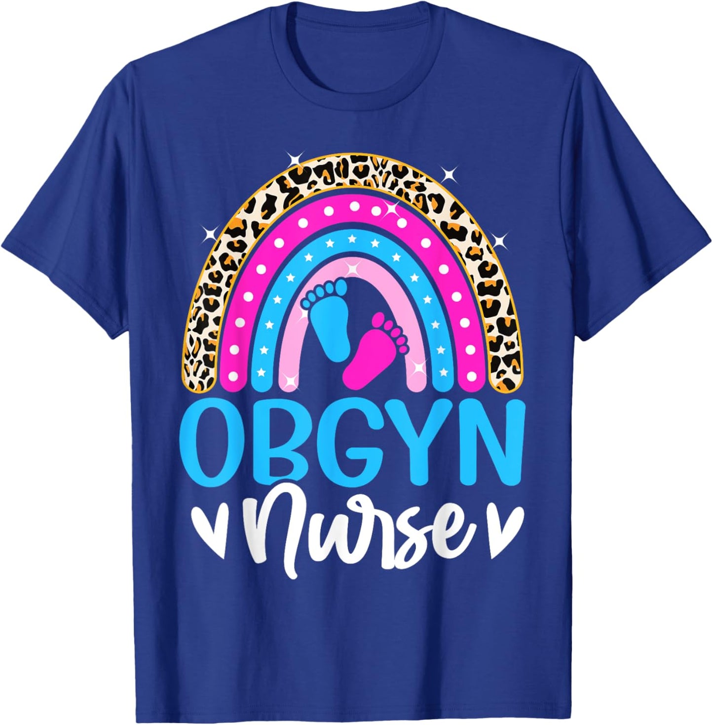 Obgyn Nurse Leopard Rainbow Obstetrician and Gynecologist T-Shirt - T-Shirt | Royal