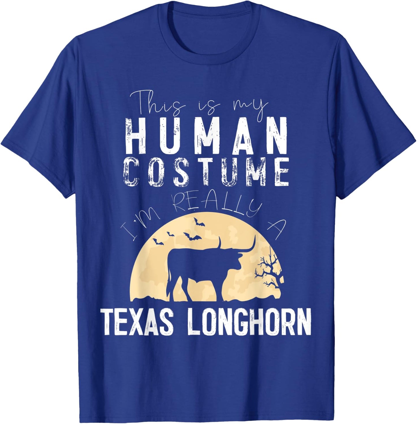 Halloween Human Costume Texas Longhorn Creepy Horror T-Shirt - T-Shirt | Royal