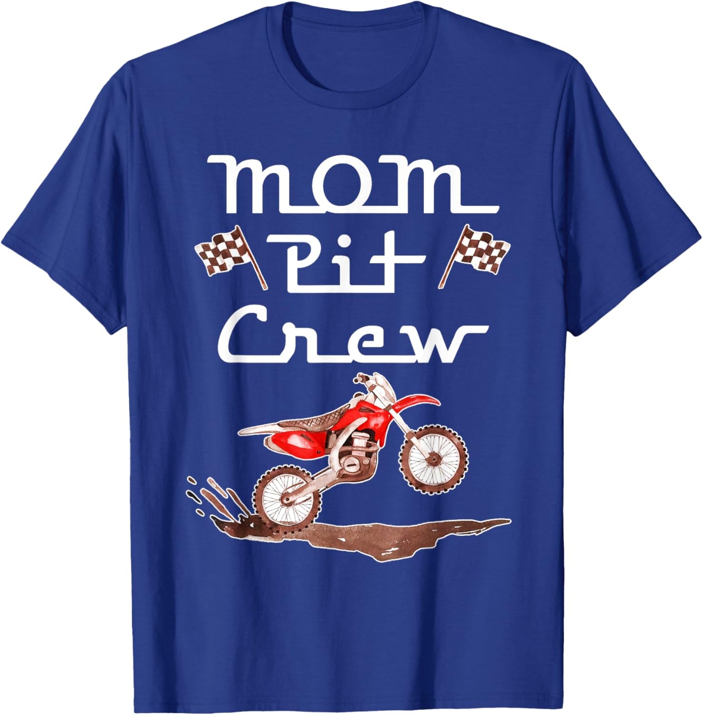 Dirt Bike Birthday Party Racing Family Mom Pit Crew T-Shirt - T-Shirt | Royal